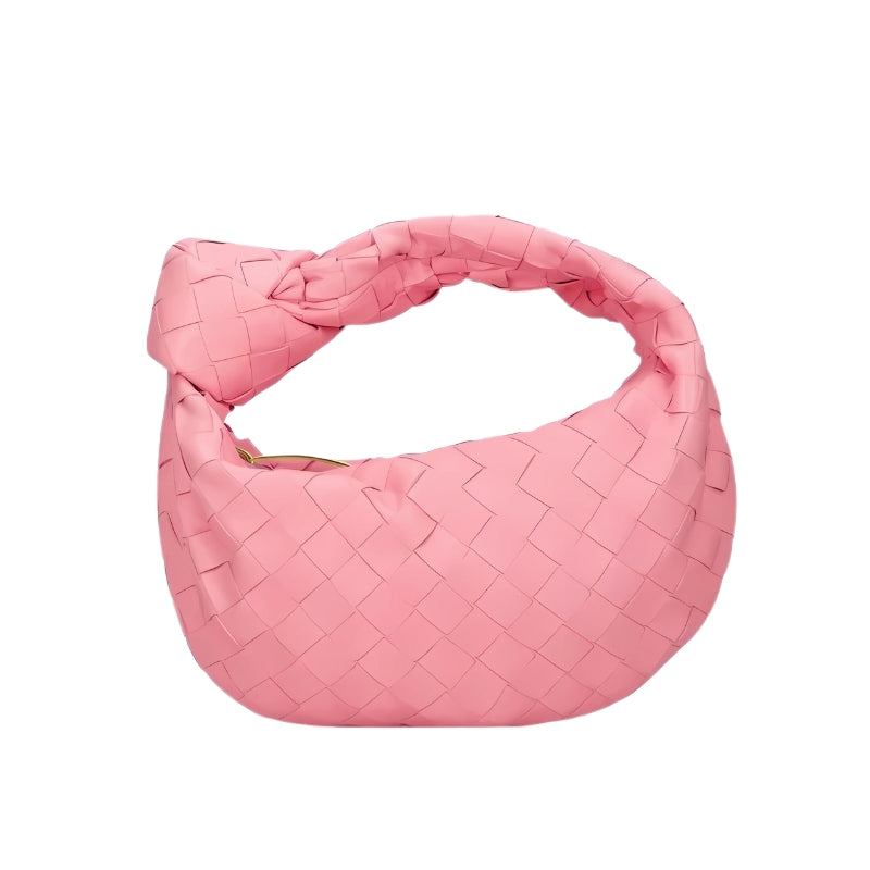Winona – Woven Handbag with Knot Handle and Zip Closure