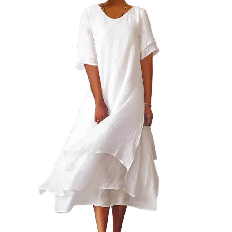 Sophie – Relaxed Fit Short Sleeve Dress with Round Neckline