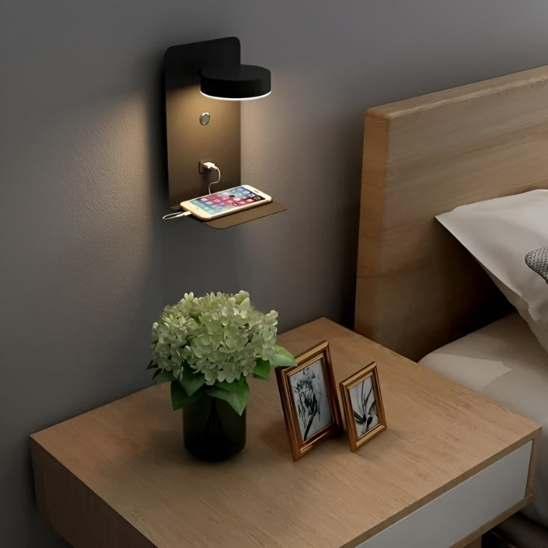 DazzleShelf – Minimalist Rechargeable Night Light with Shelf and USB Charging Port