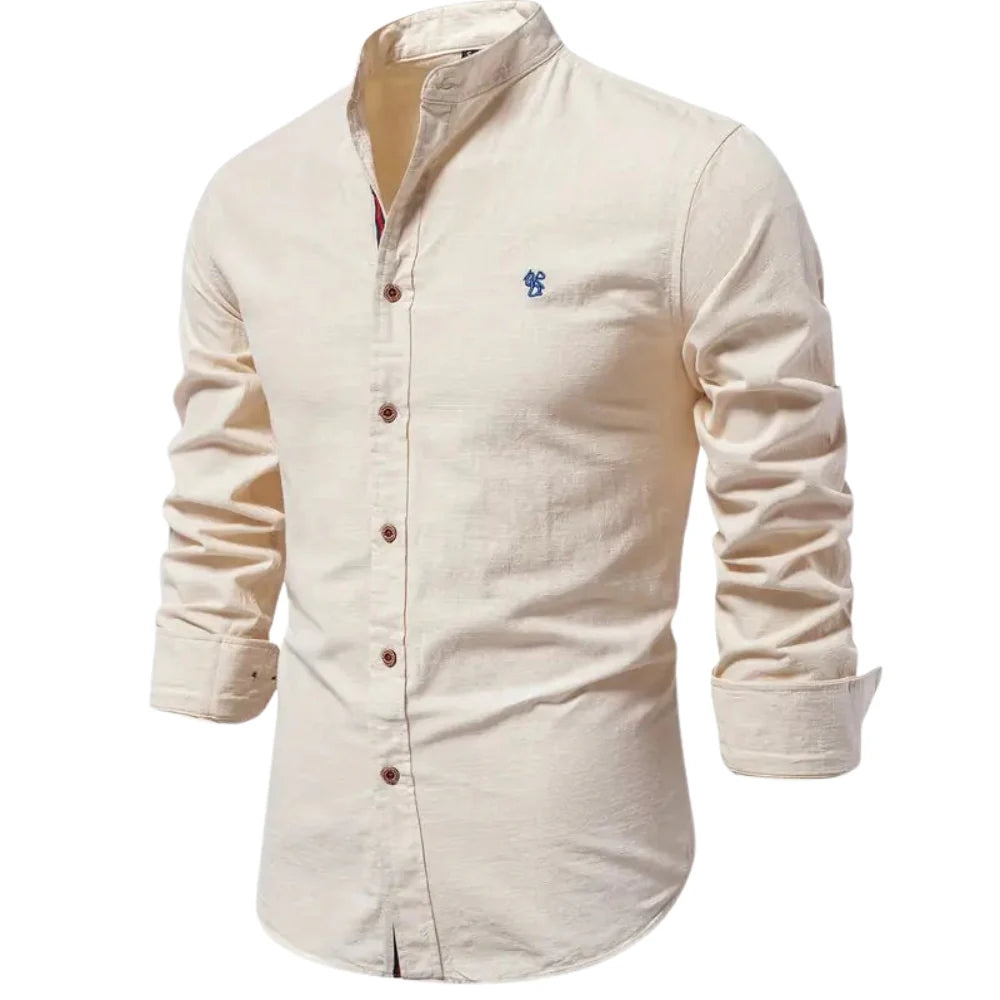 Elias – Casual Long Sleeve Cotton Shirt with Button-Down Front