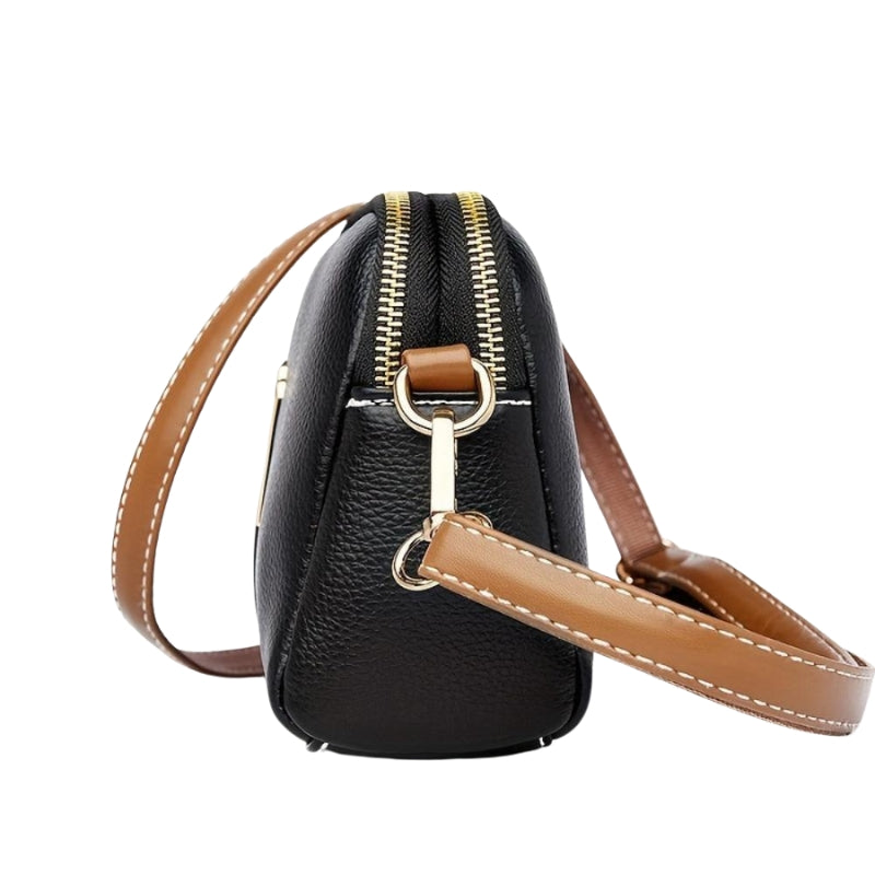 Evelisse – Leather Shoulder Bag with Adjustable Strap and Zipper Closure