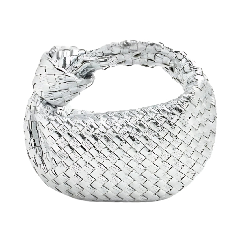 Winona – Woven Handbag with Knot Handle and Zip Closure