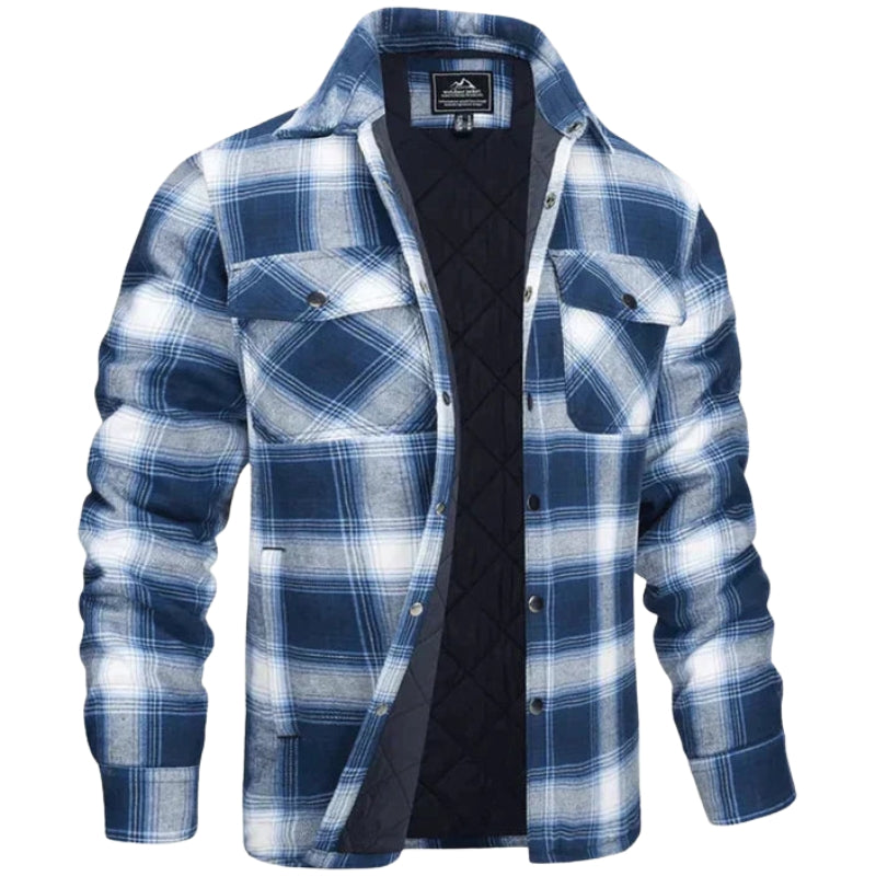 Ethan – Checked Shirt Jacket with Button Closure, Collar and Functional Pockets