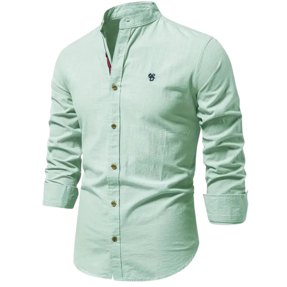 Elias – Casual Long Sleeve Cotton Shirt with Button-Down Front
