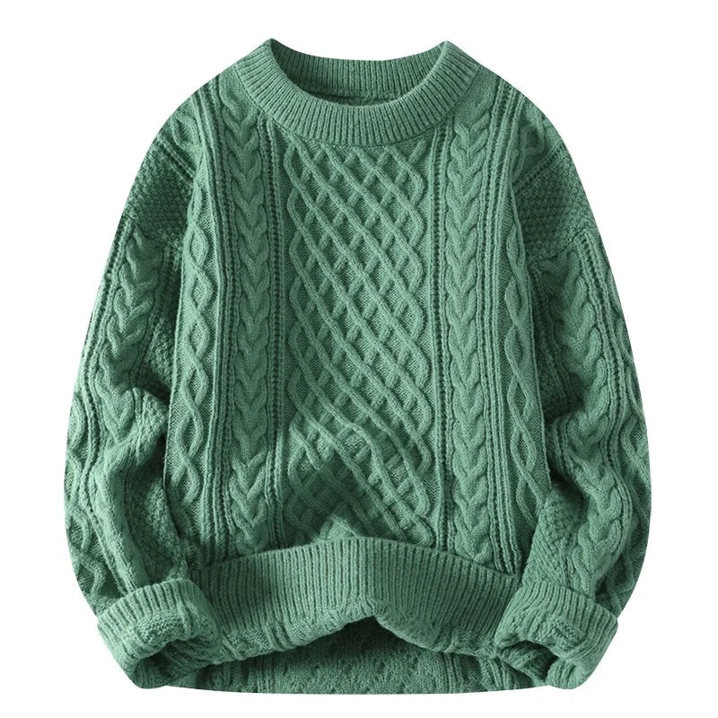 Norvan – Cable Knit Crew Neck Sweater With Long Sleeves