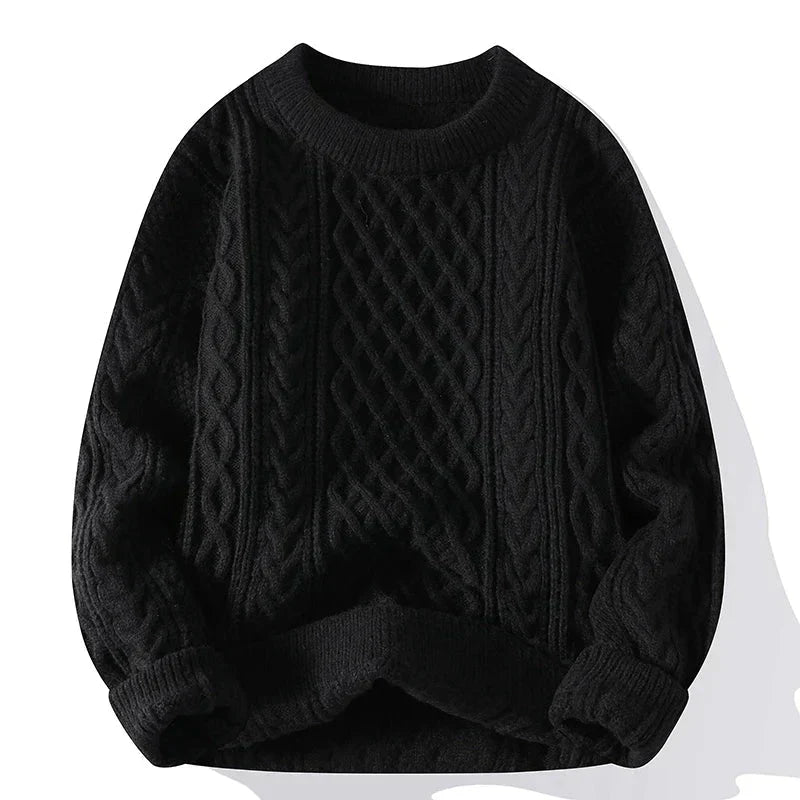 Norvan – Cable Knit Crew Neck Sweater With Long Sleeves
