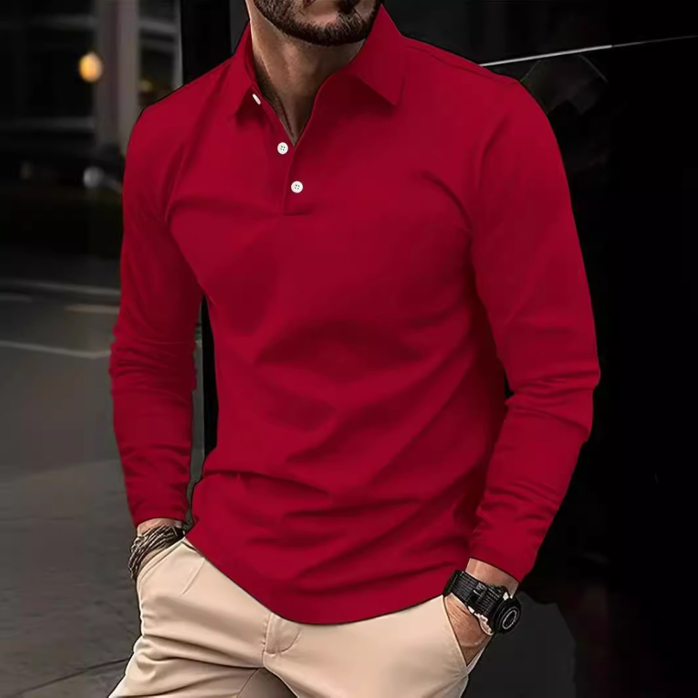 Ethan – Long Sleeve Polo Shirt With Cotton Slim Fit