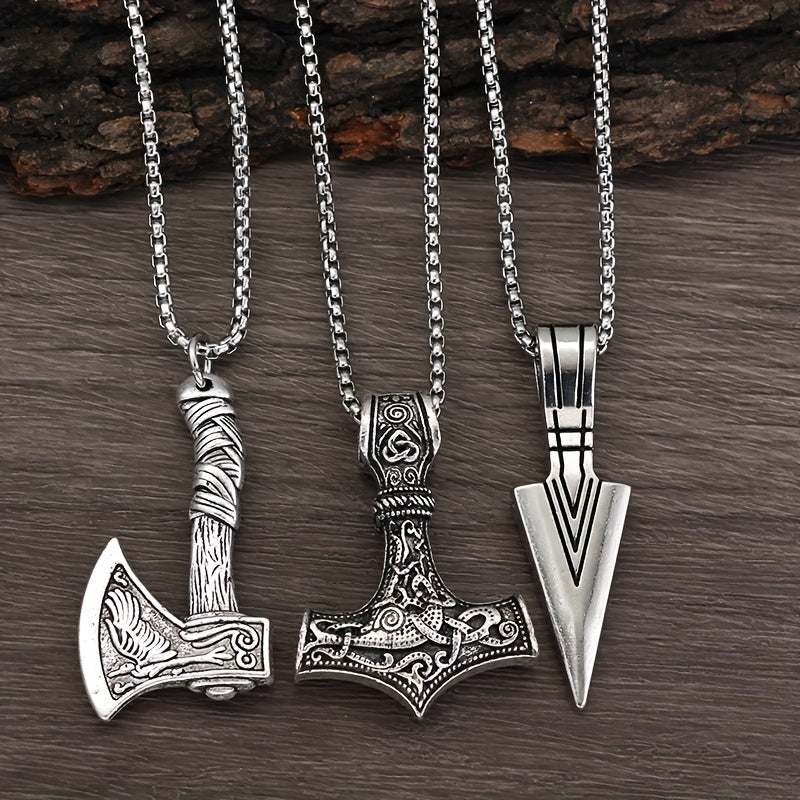 Cassian – Necklace Set With Viking Pendants in Silver Alloy