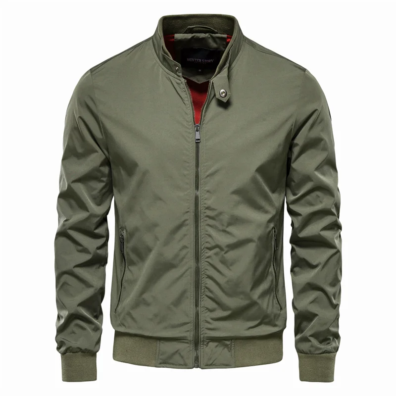 Zarven – Polyester Spring Jacket with Pockets and Front Zip