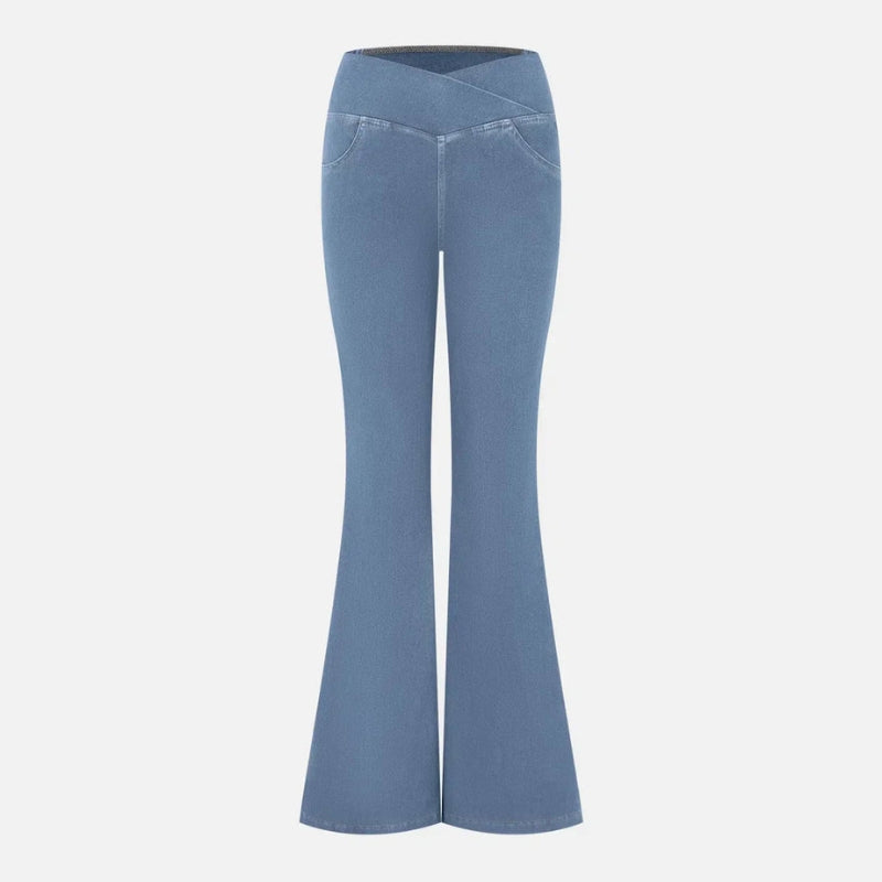 Aria – High Waist Flared Jeans with Crossing Waistband