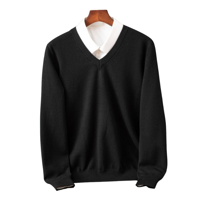 Gareth - Relaxed Fit V-Neck Long Sleeve Pullover Sweater