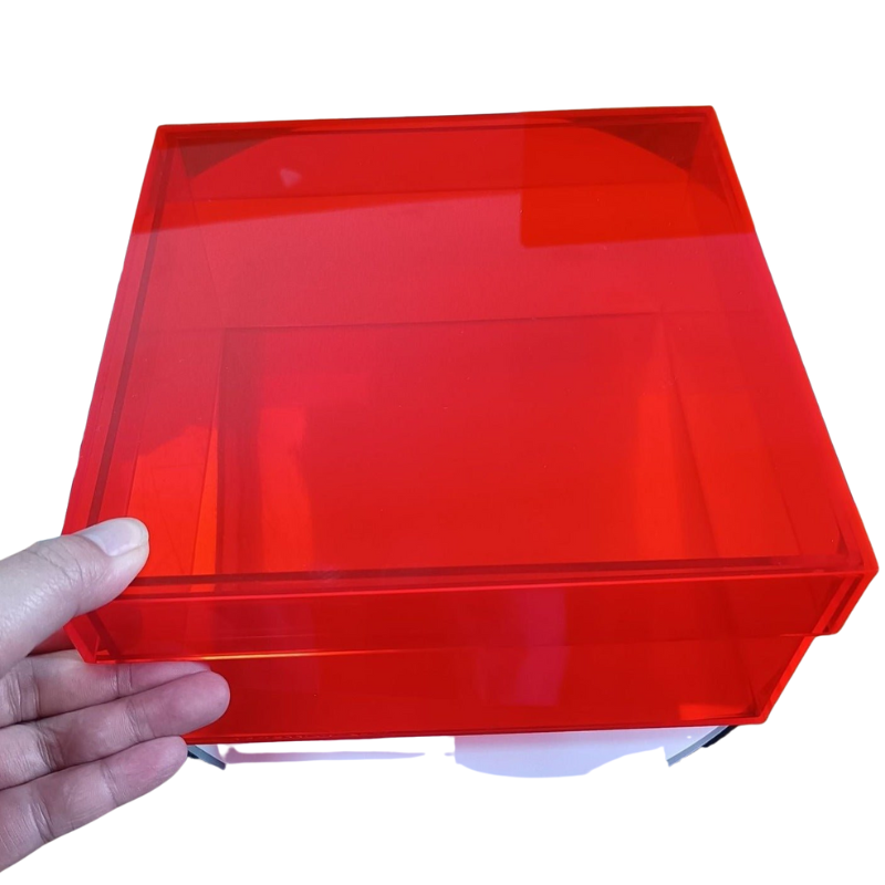 ClearNest – Acrylic Storage Box with Colorful Lid and Stackable Design