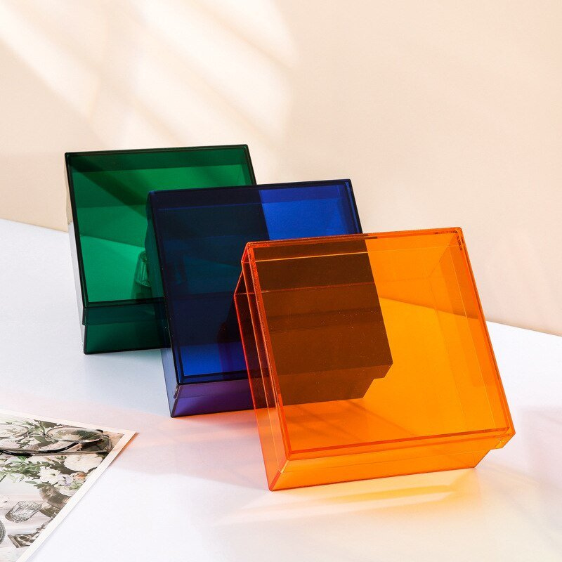 ClearNest – Acrylic Storage Box with Colorful Lid and Stackable Design