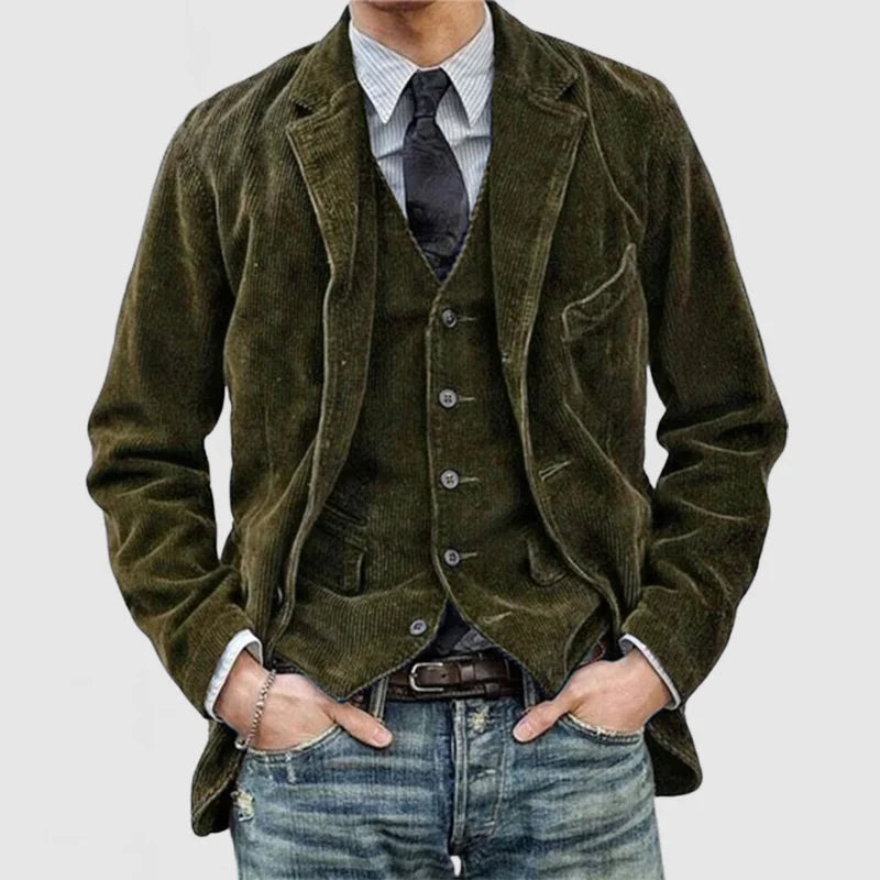 Leon - Corduroy Lapel Jacket With Long Sleeves