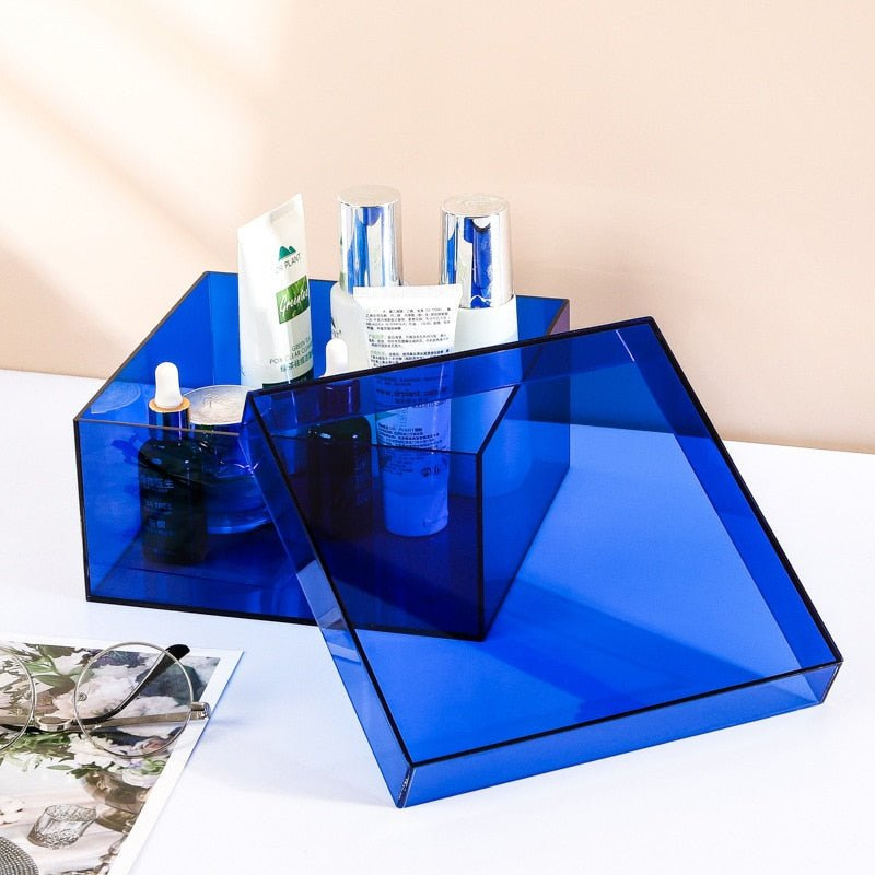 ClearNest – Acrylic Storage Box with Colorful Lid and Stackable Design