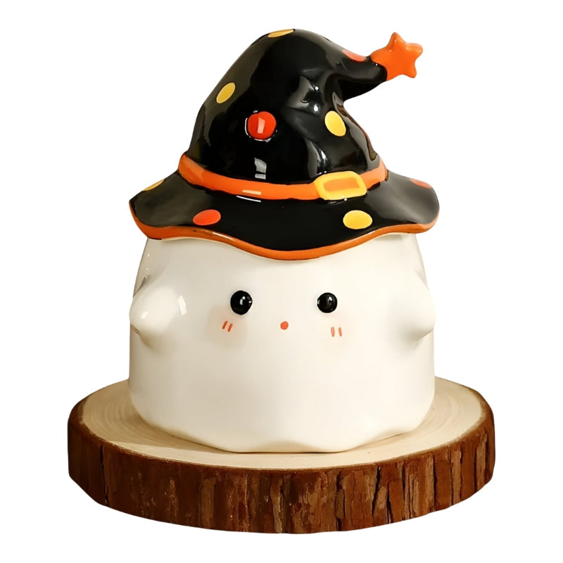 GhostBrew - Ceramic Coffee Mug With Lid And Halloween Design