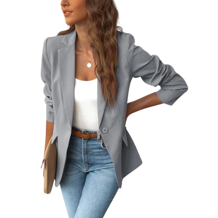 Stephanie – Tailored Fit One Button Blazer with Long Sleeves