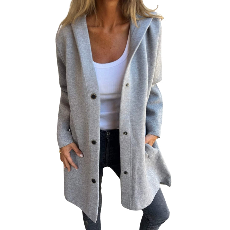 Amelia – Casual Hooded Women’s Jacket with Buttons and Side Pockets
