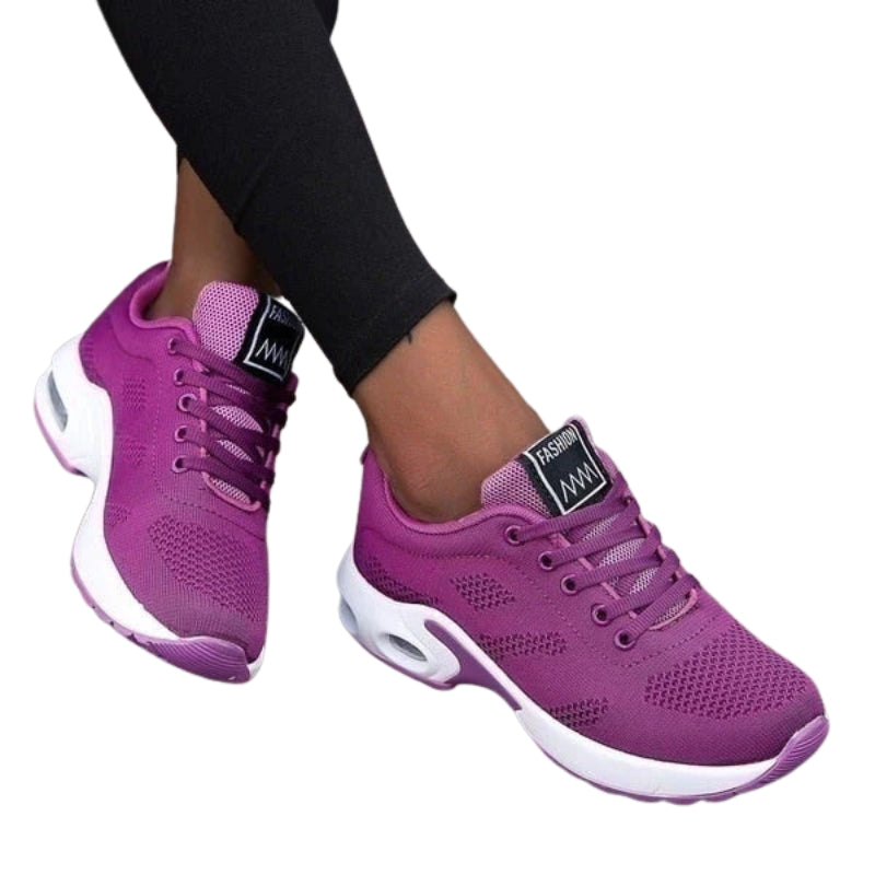Lena – Breathable Lace-Up Sneakers with Mesh Upper and Cushioned Sole