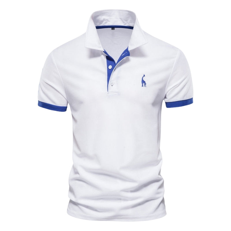 Ethan – Slim Fit Polo Shirt with Button Collar and Short Sleeves