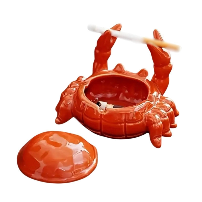 ShellCraft – Crab-Shaped Ceramic Ashtray With Lid