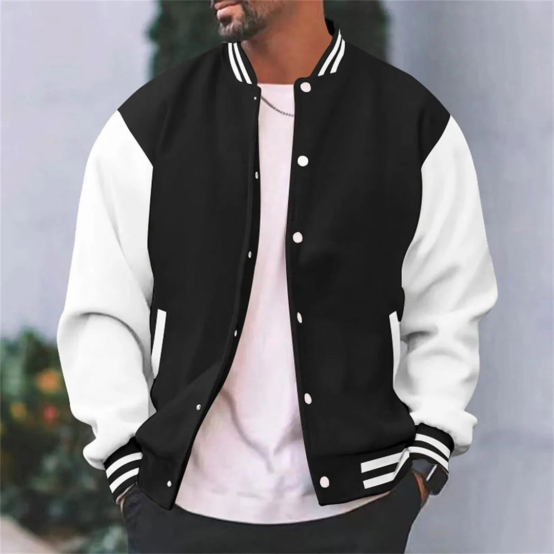 Zerano – Color Block Bomber Jacket with Snap Closure