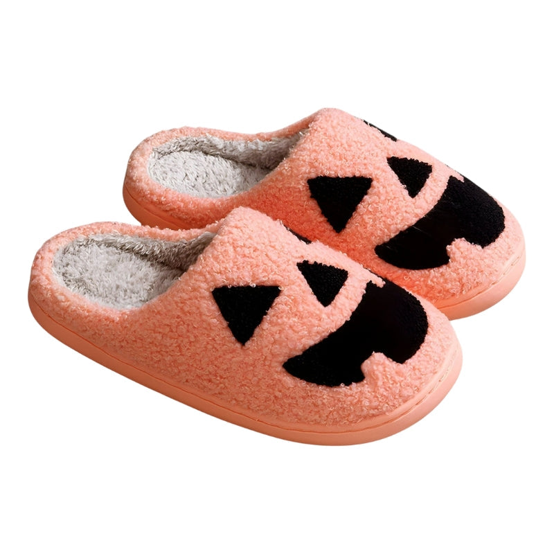 Alina - Pumpkin slippers with a fun cartoon motif for playful use