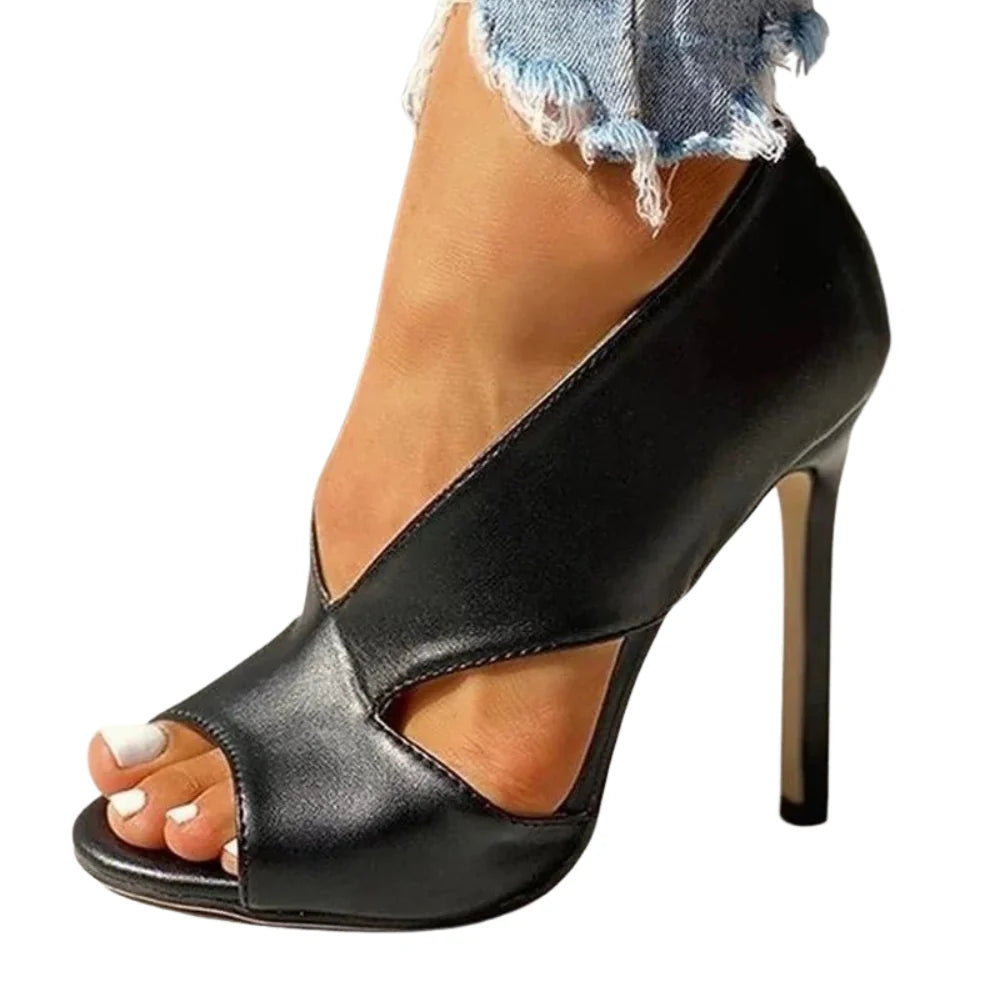 Anna – Open Toe High Heel Sandals with Side Cutout Detailing