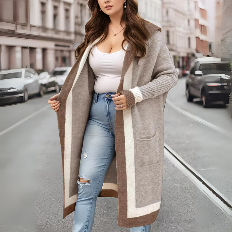 Eloria – Long Cardigan With Open Front and Pockets