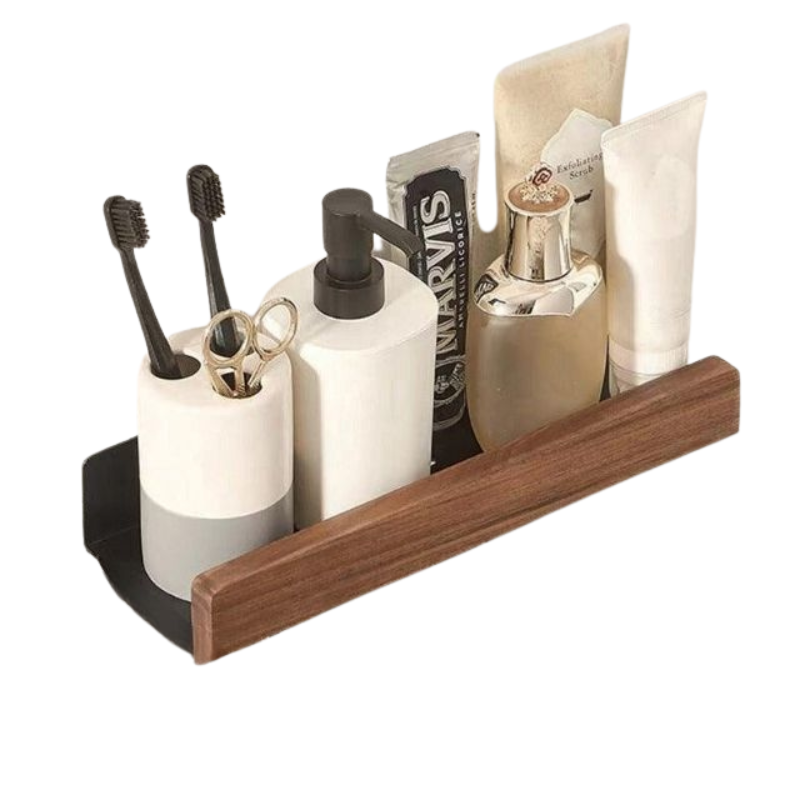 OakNest – Solid Wood Bathroom Organizer Shelves with No-Drill Installation