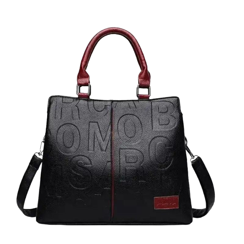 Cassandra - Large Leather Handbag with Top Handle and Adjustable Shoulder Strap