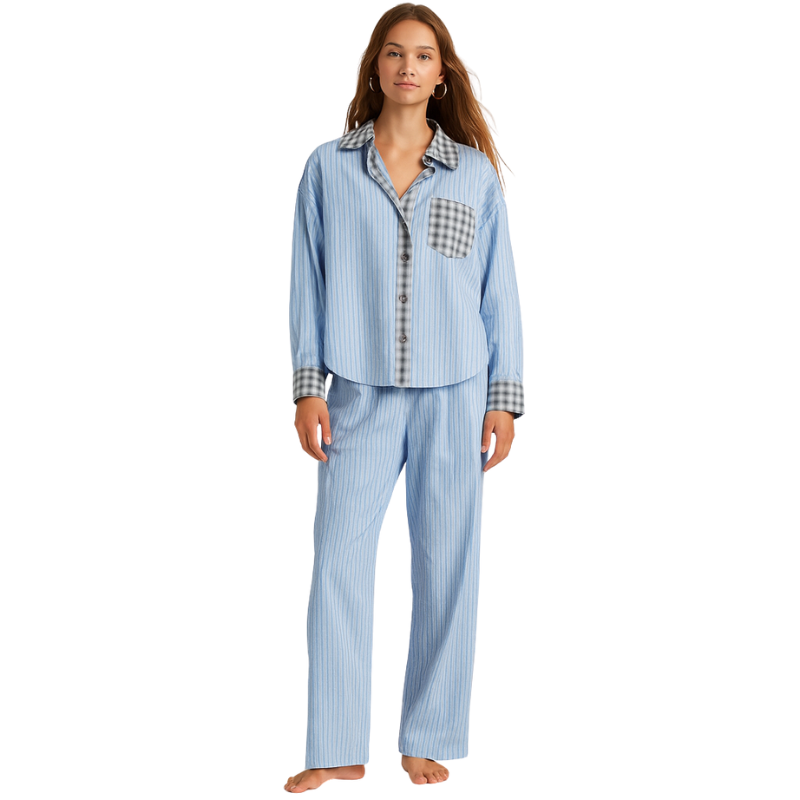Sophia – Long-sleeved shirt & wide-leg pants set
