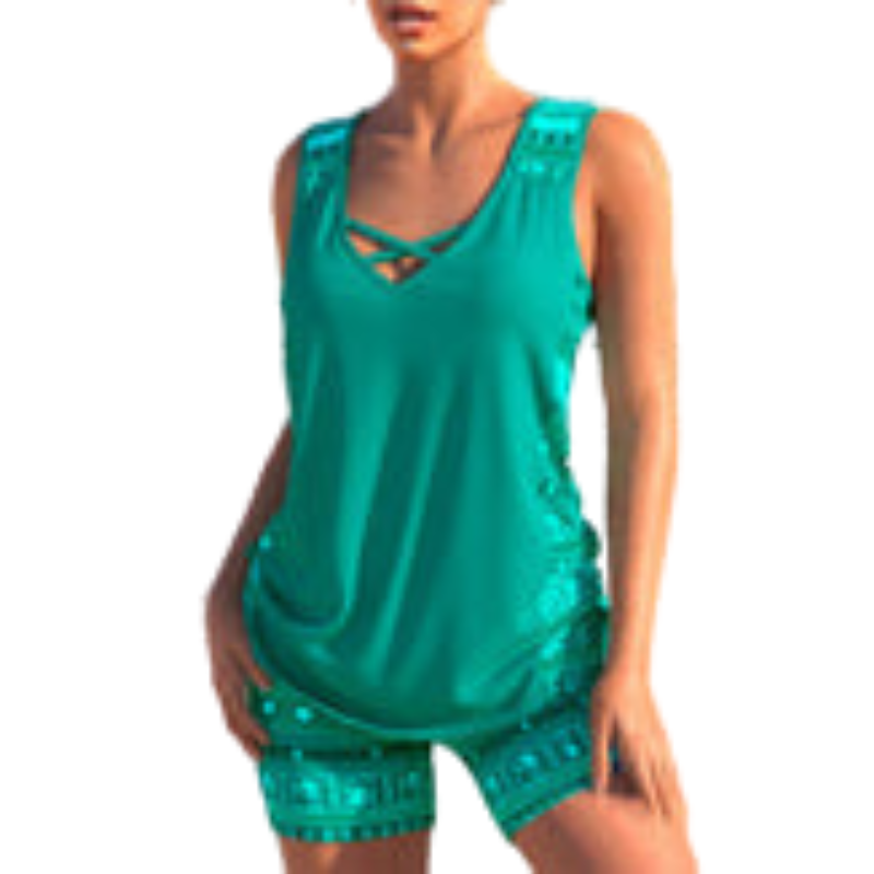 Ariana – Stylish Swimsuit Set with Printed Tankini Top and Sewn-In Cups