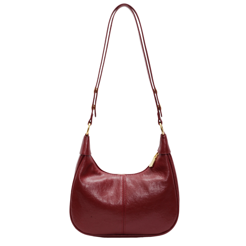 Elowen - Leather Handbag with Zipper Closure and Adjustable Shoulder Strap