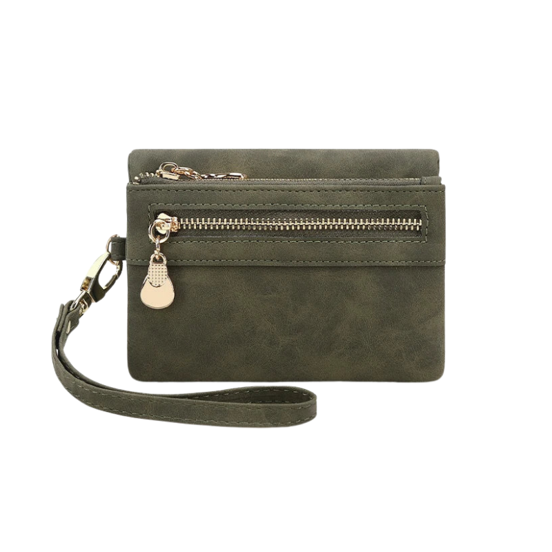 Liora - Leather Purse with Handle, Zipper Closure, and Side Pockets