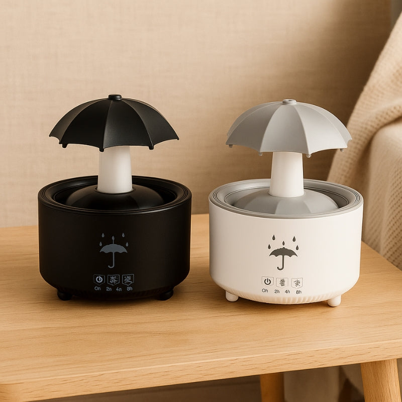 AquaGlow – Rotating Umbrella Humidifier with Colored Night Lights