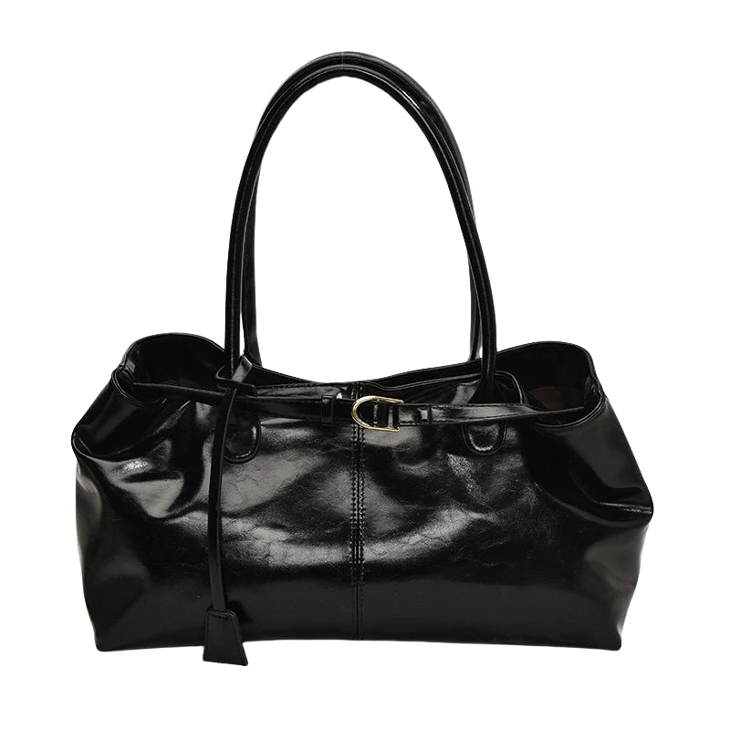 Amara - Synthetic Leather Handbag with Decorative Belt Detail