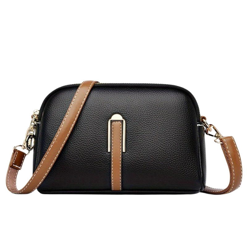 Evelisse – Leather Shoulder Bag with Adjustable Strap and Zipper Closure
