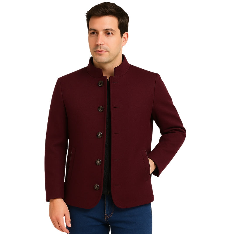 Collaro – Long Sleeve Jacket with Stand-Up Collar and Buttons