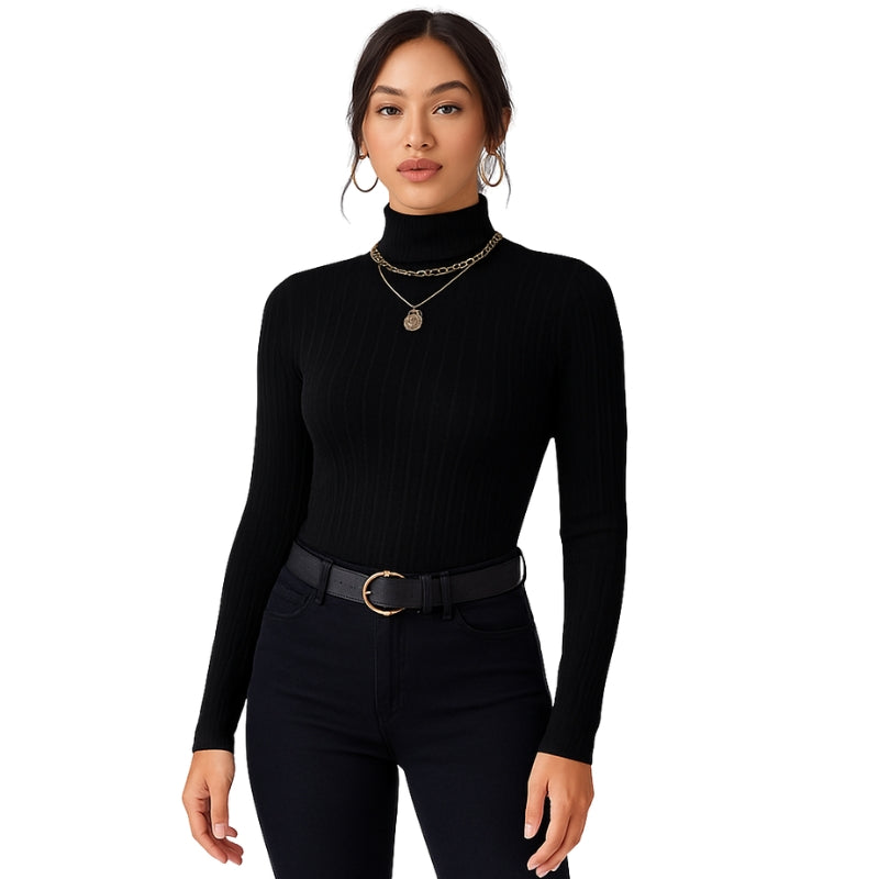 Emily – Long Sleeve Turtleneck Sweater with Slim Fit