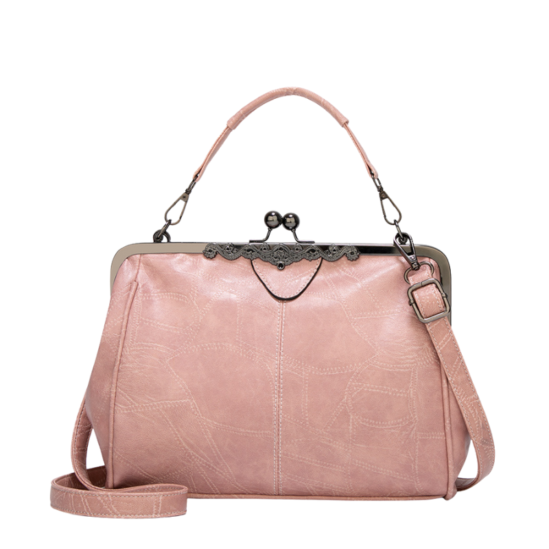 Yvaine – Handbag with Clip Handle, Kiss Lock Closure, and Adjustable Strap
