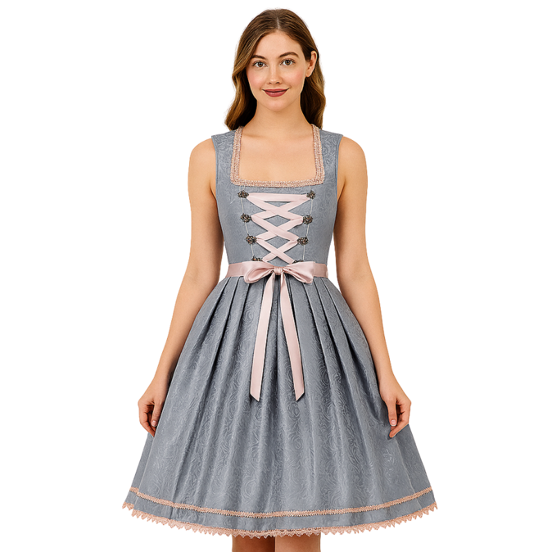 Hazel – Sleeveless Oktoberfest Dress with Square Neckline and Lace Collar