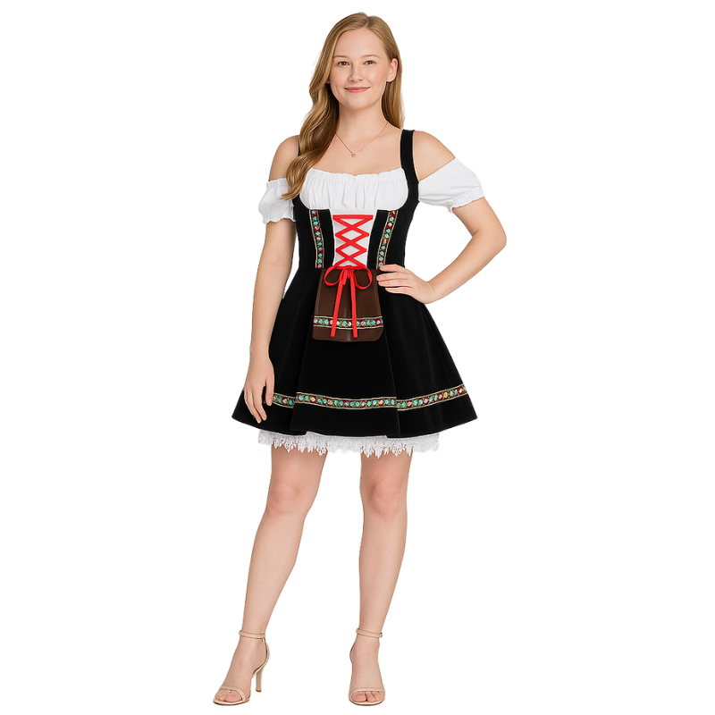 Maribel – Short Sleeve Square Neckline Costume Dress