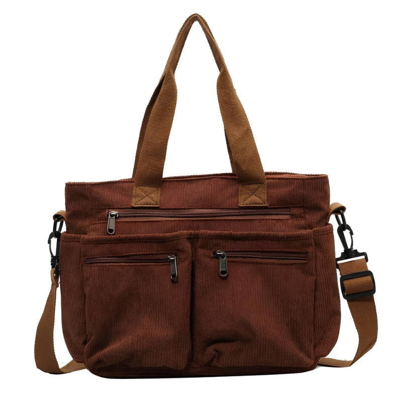 Isabetta – Corduroy Shoulder Bag with Adjustable Strap and Multiple Pockets