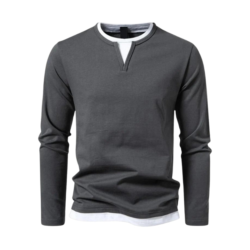 Julian – V-Neck Long Sleeve Shirt with Double Weave Structure