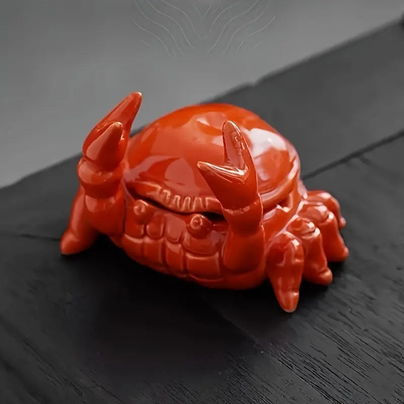 ShellCraft – Crab-Shaped Ceramic Ashtray With Lid