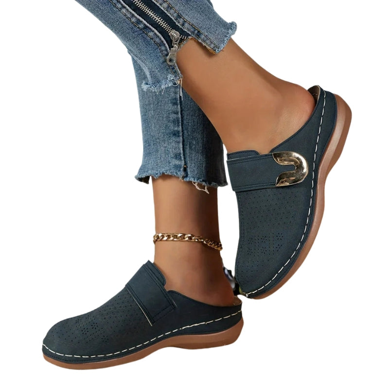 Vera – Backless Slip On Clogs with Round Toe and Breathable Upper