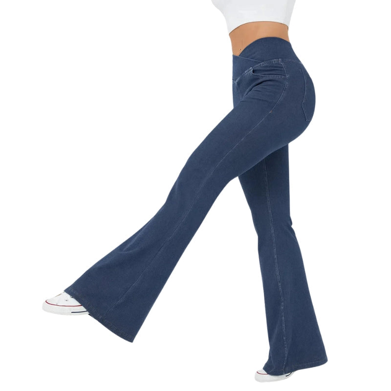 Aria – High Waist Flared Jeans with Crossing Waistband