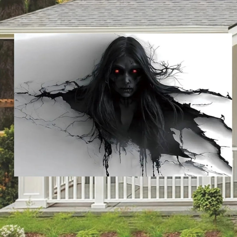 NightFright – 3D demon wall decoration with black hair and red eyes