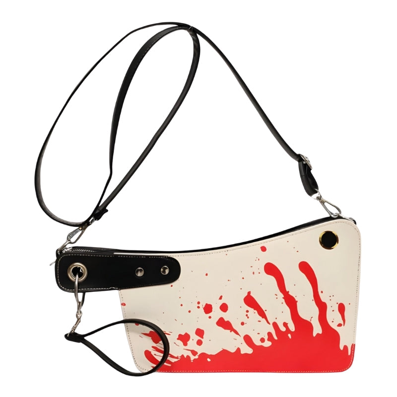ShadowLuxe - Halloween Shoulder Bag With Splatter Design And Adjustable Strap